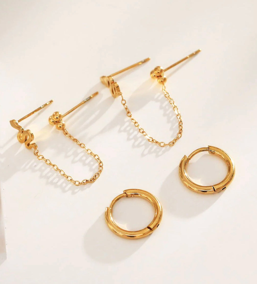 Boucle 2 trous EMMA serpent doré