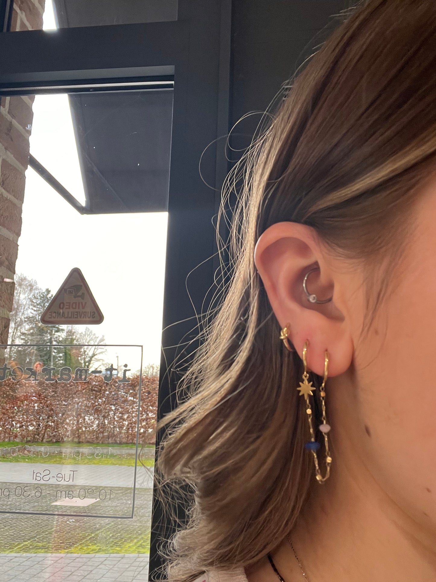 Boucle 2 trous JASMINE à pierres naturelles