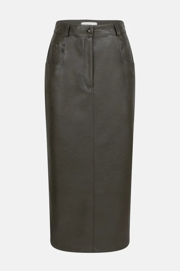 Jupe MAYA en simili cuir kaki