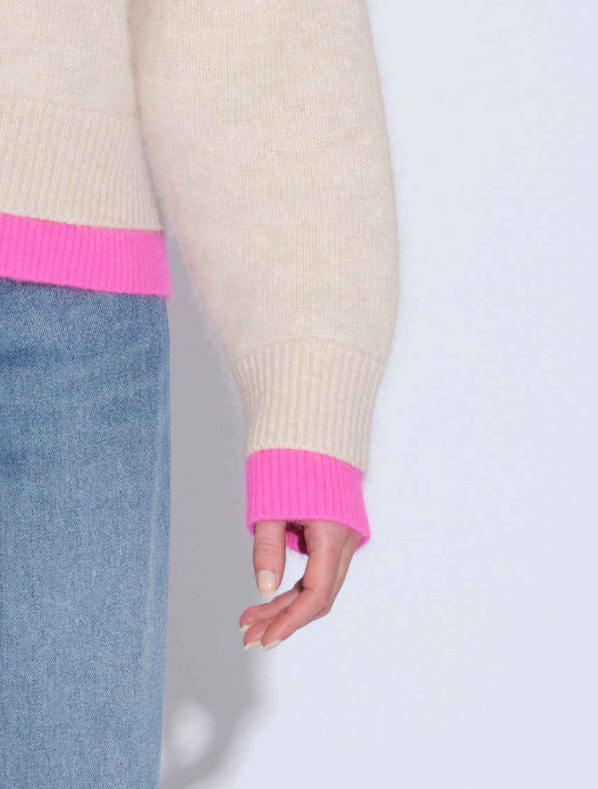 Pull col montant MHE180 sable