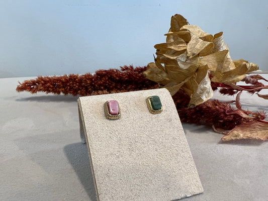 Boucle d’oreille CASSIS - pierre rectangulaire