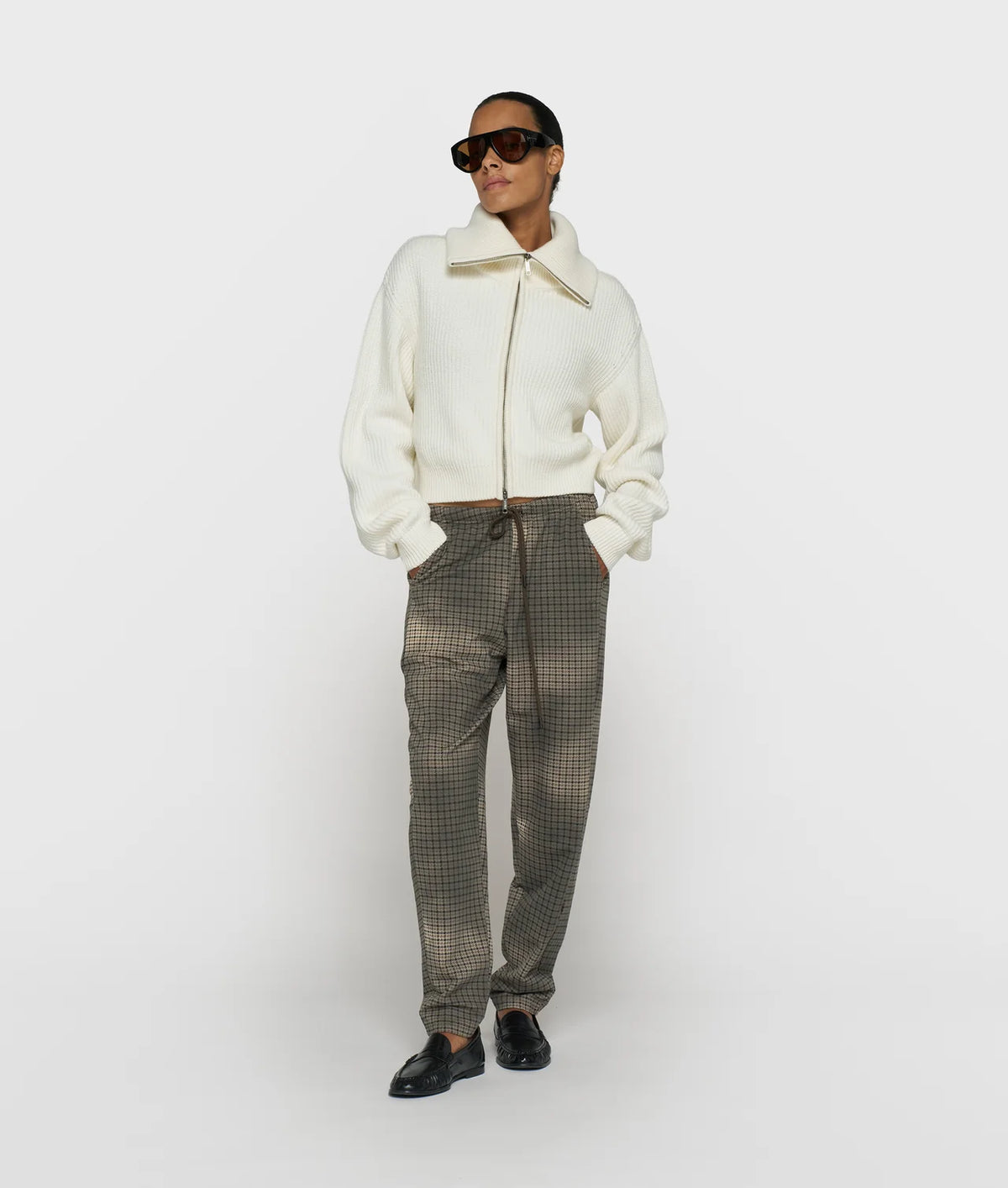 Rib knit zip cardigan