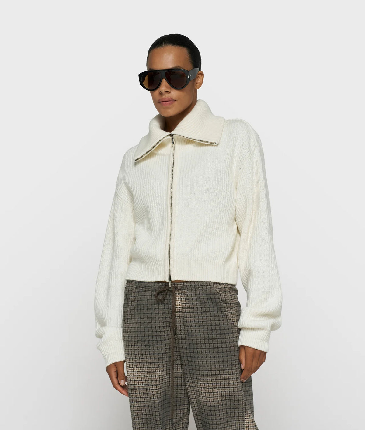 Rib knit zip cardigan