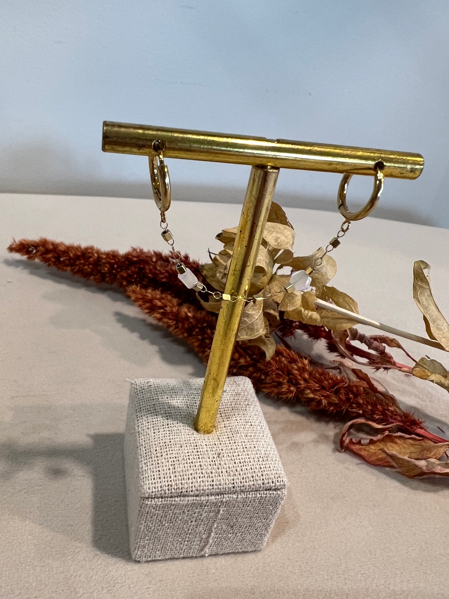 Boucle 2 trous JASMINE à pierres naturelles