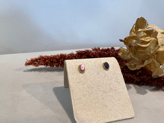 Boucle d’oreille LÉANE dorée - pierre ovale