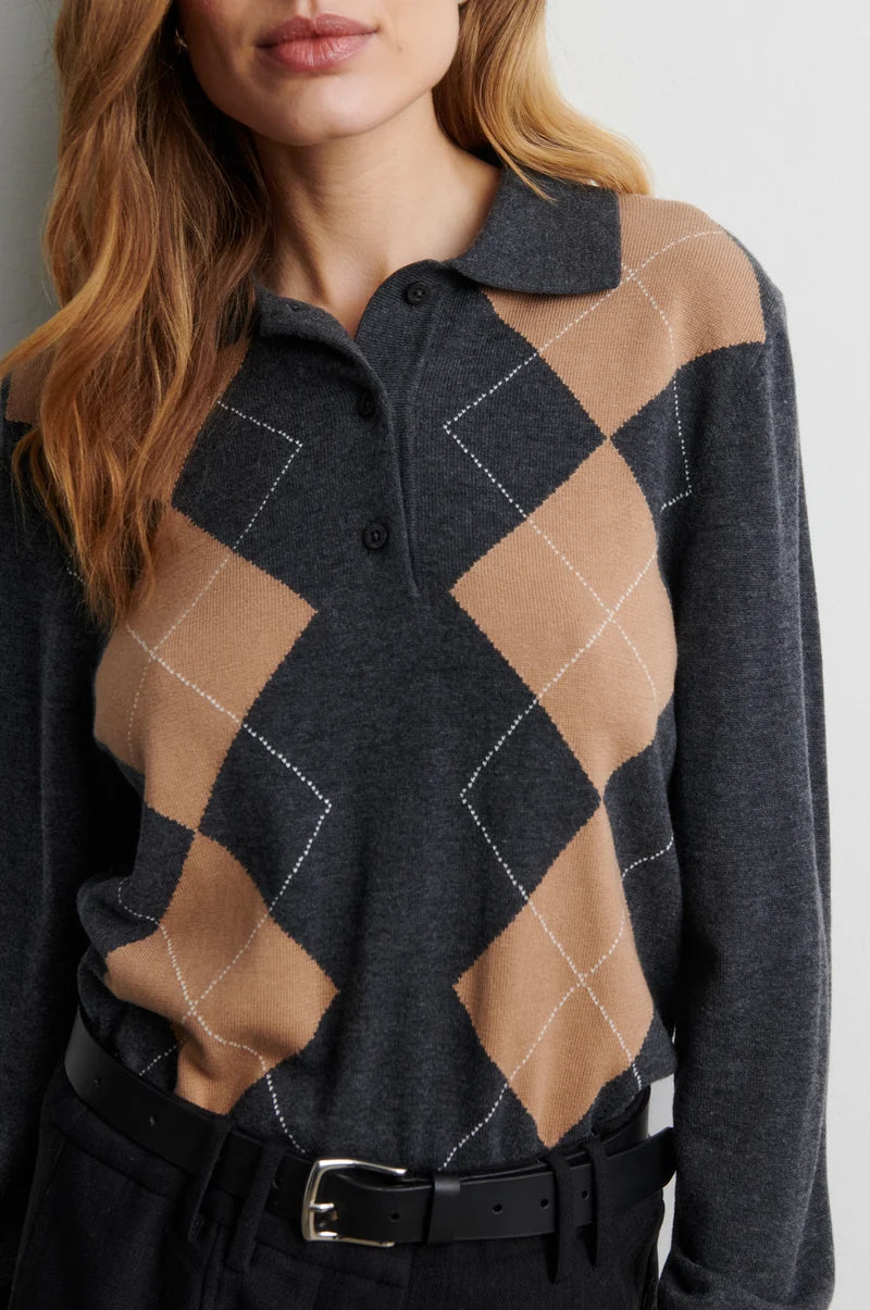 Pull polo SHAILENE mélange gris foncé