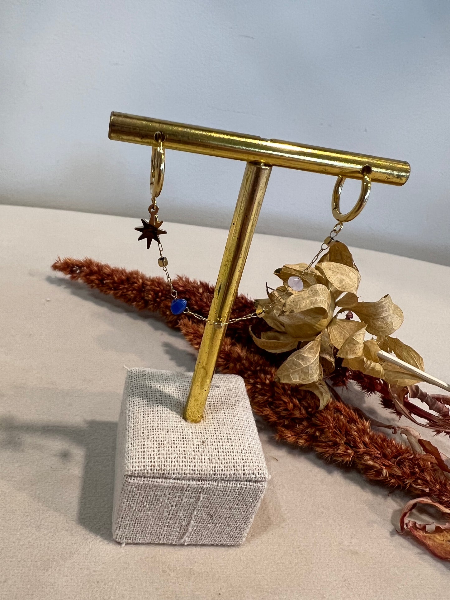 Boucle 2 trous JASMINE à pierres naturelles