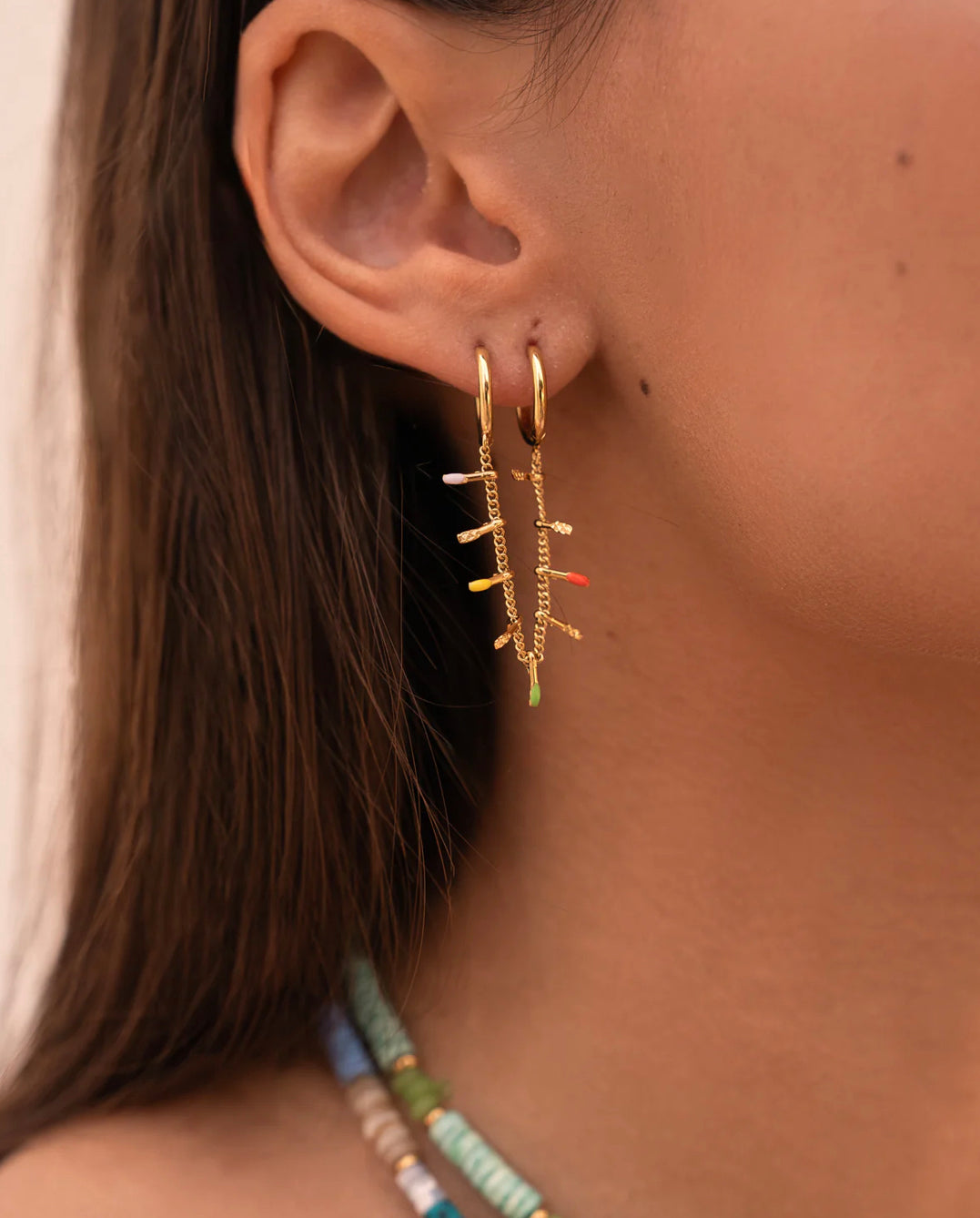 Boucle 2 trous ROMANE bleu turquoise