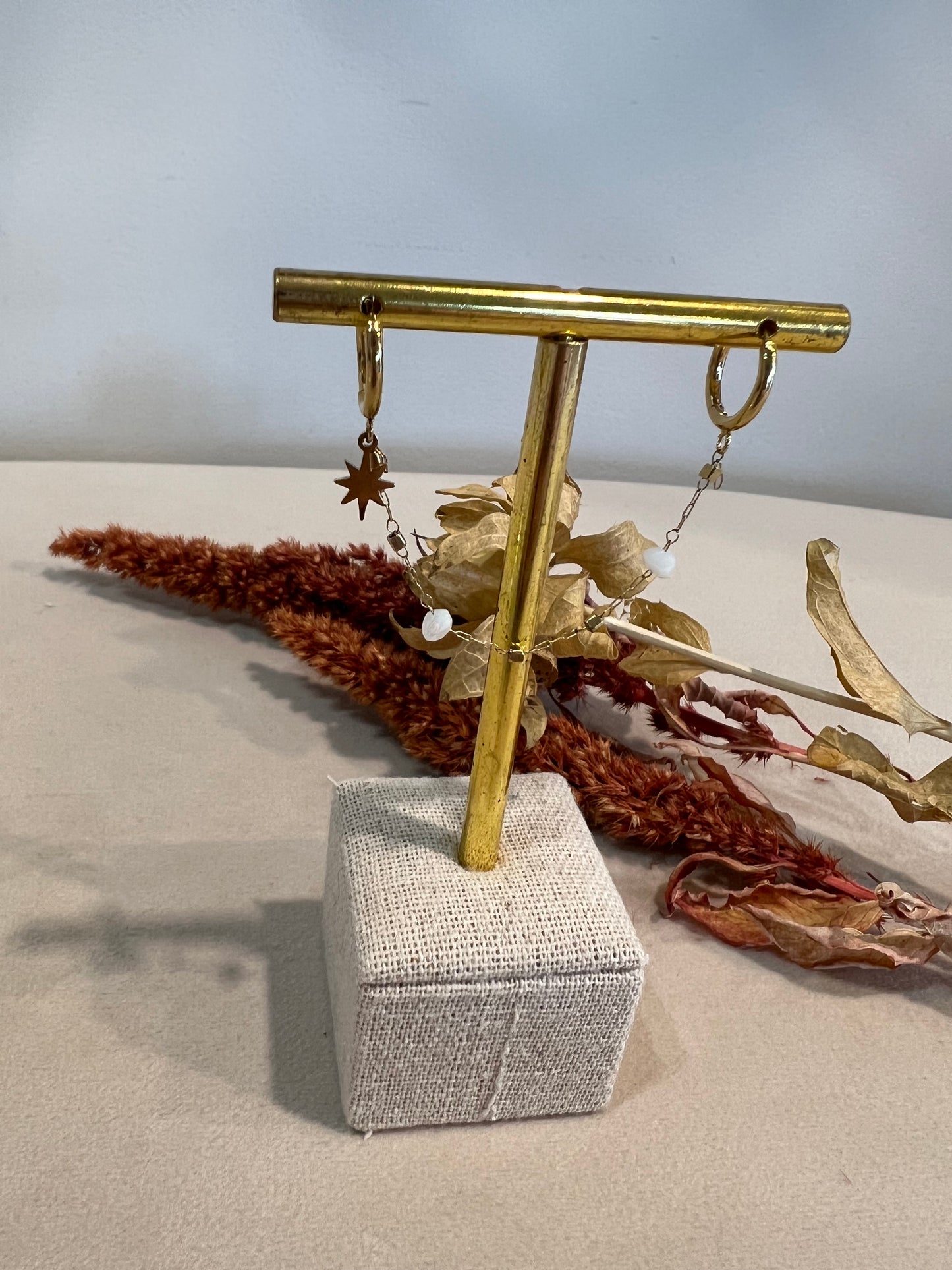 Boucle 2 trous JASMINE à pierres naturelles