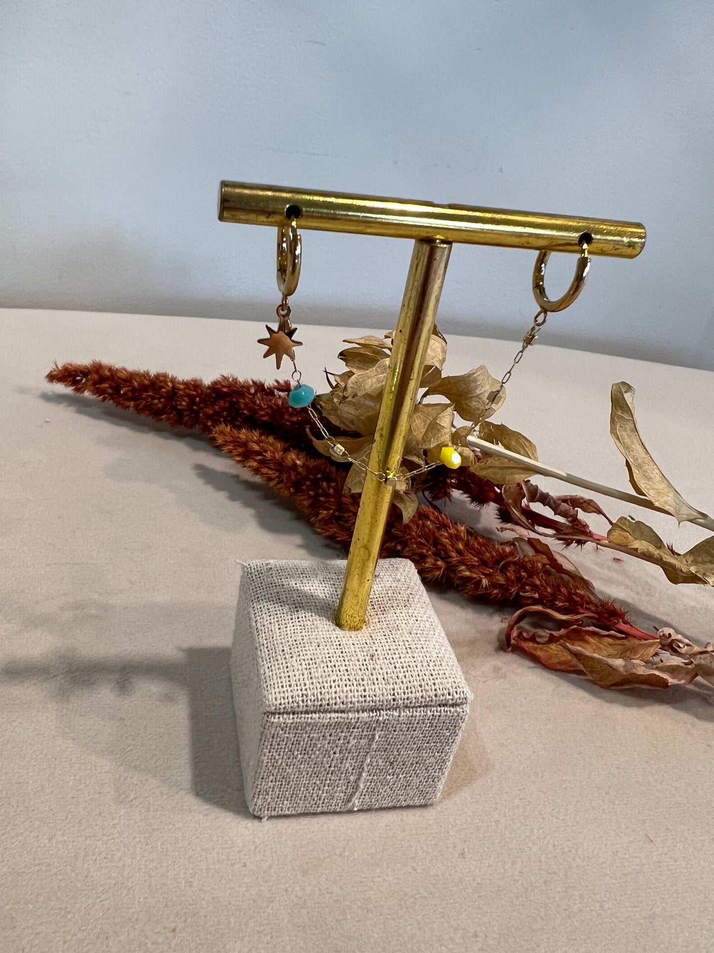 Boucle 2 trous JASMINE à pierres naturelles