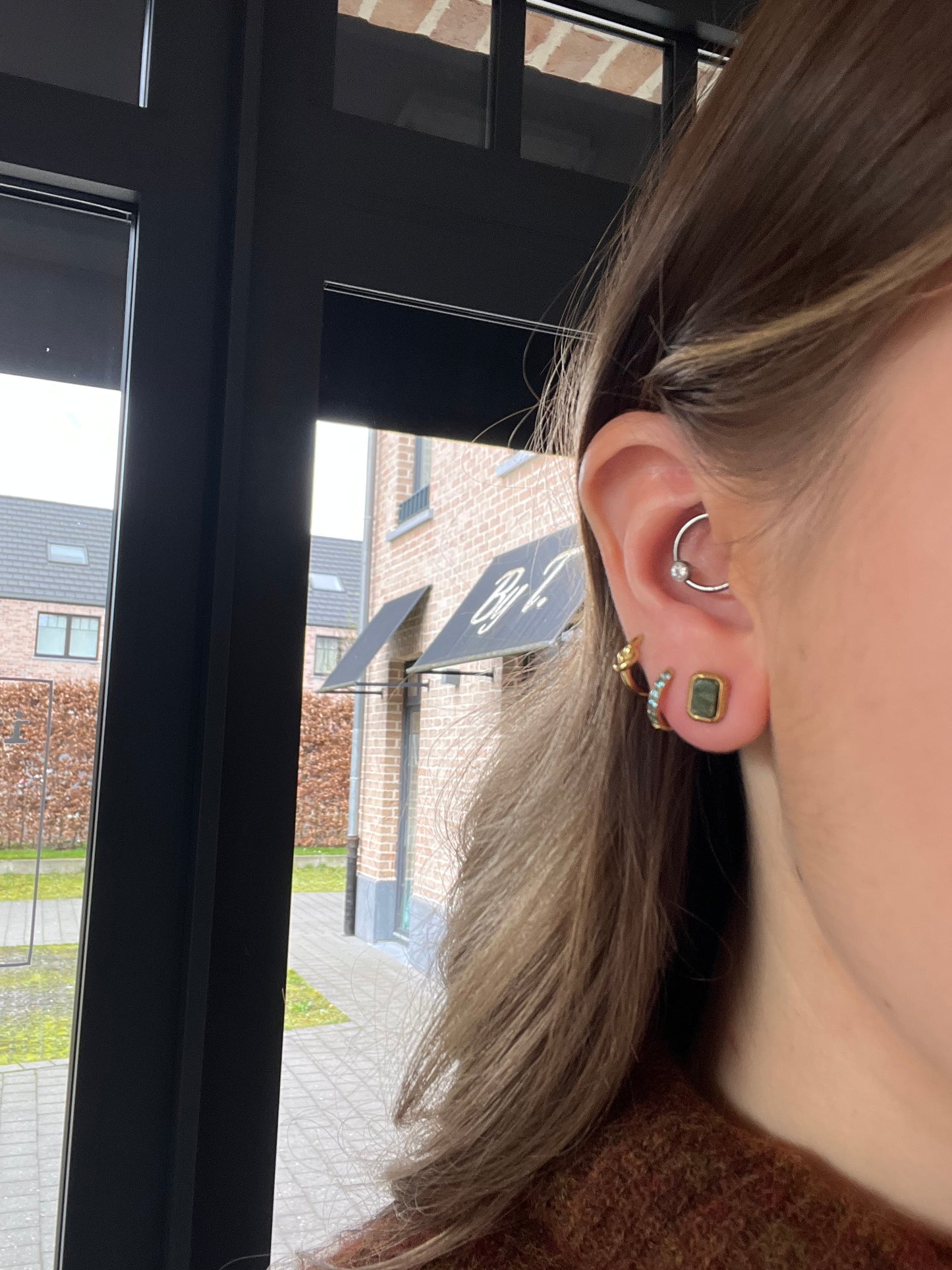 Boucle d’oreille CASSIS - pierre rectangulaire