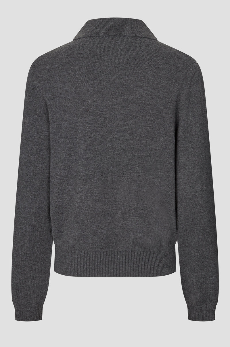 Pull polo SHAILENE mélange gris foncé