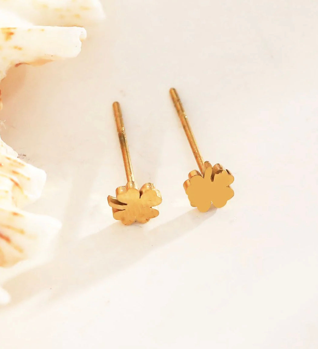 Boucle d’oreille LUCKY dorée - trèfle
