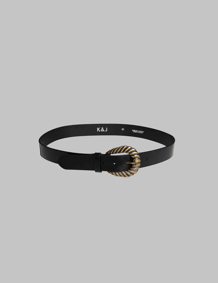 Ceinture SAMUEL grosse boucle en cuir noir