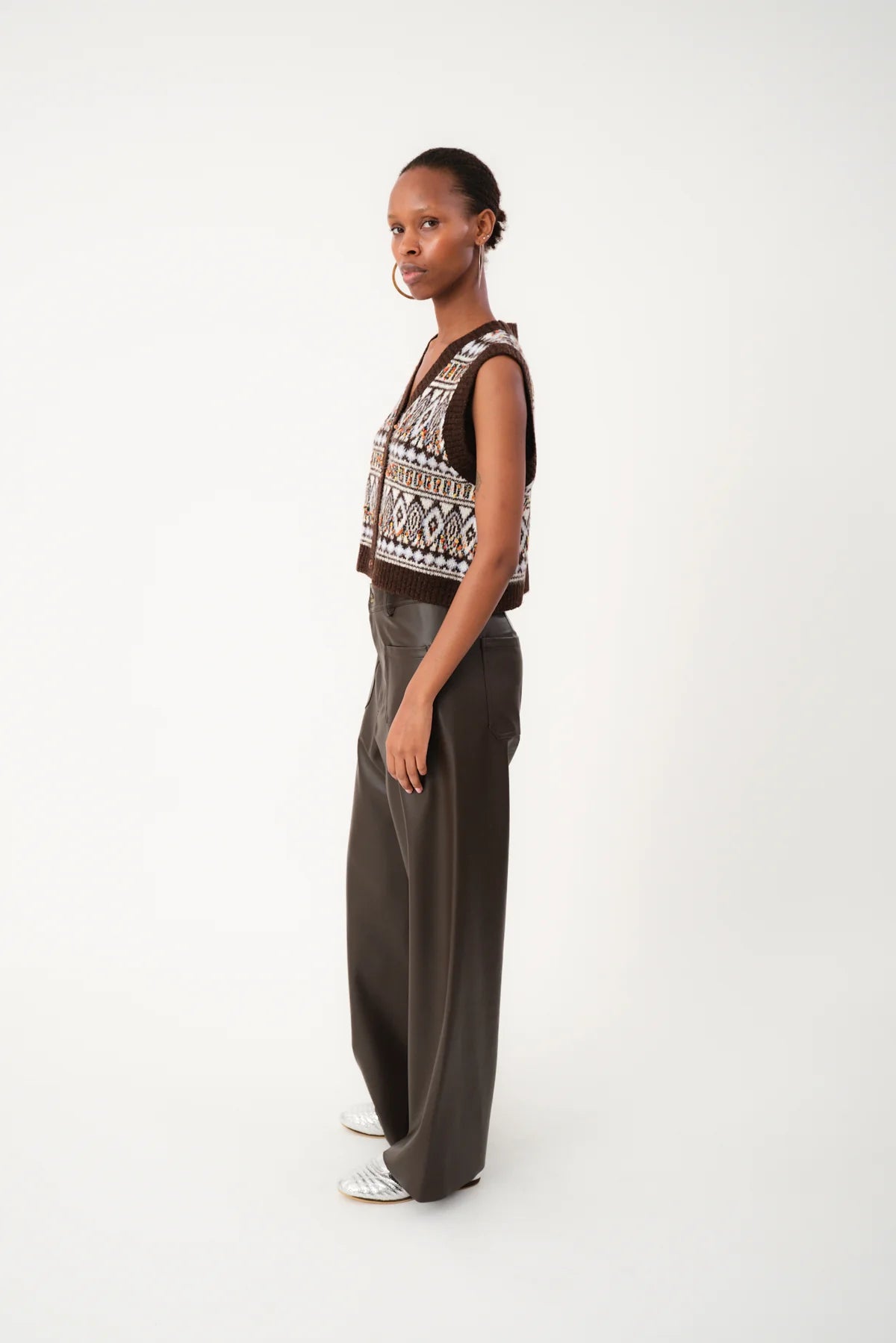 Pantalon RINGO en cuir marron