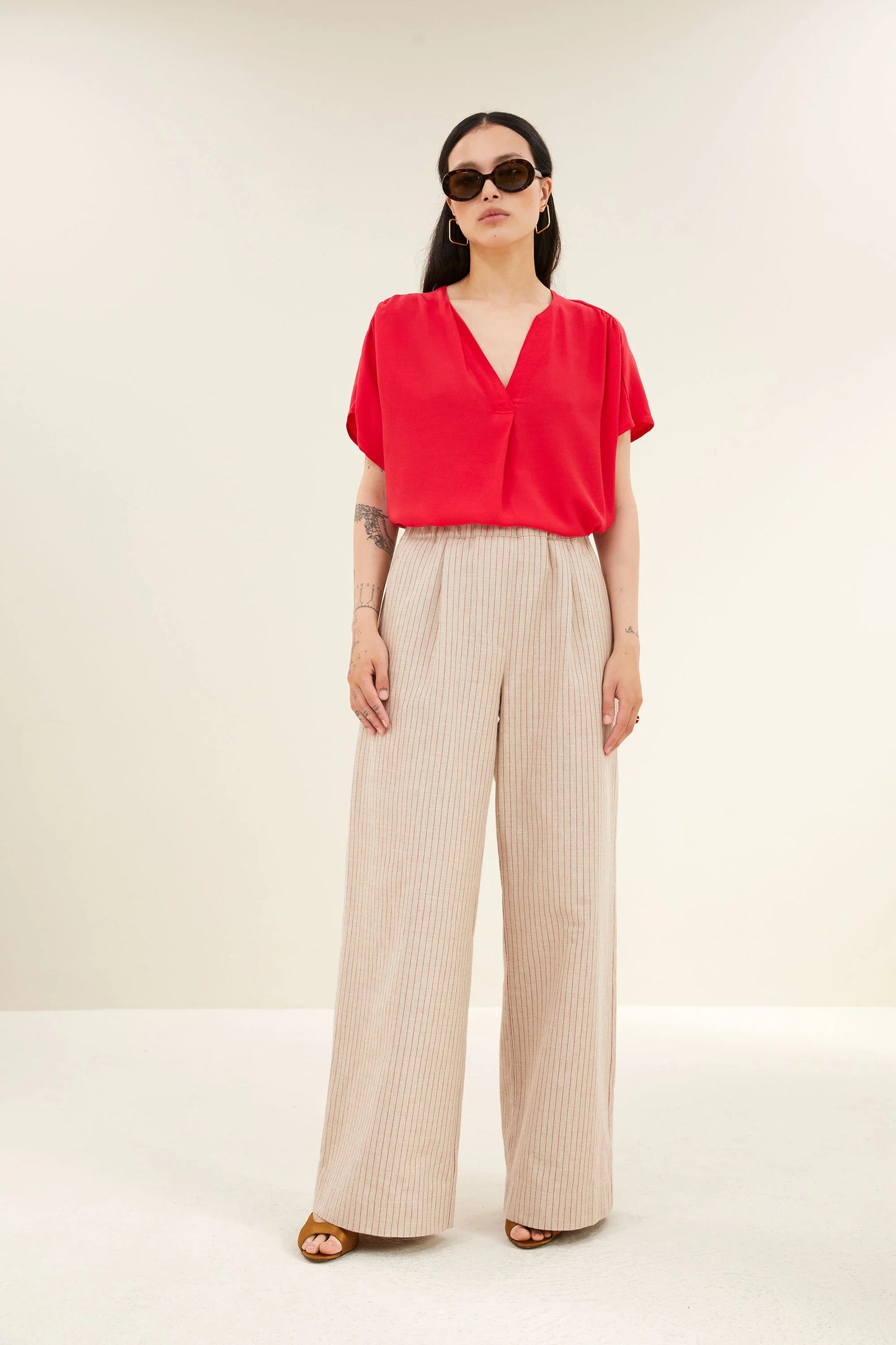 Pantalon BENJI poppy red stripe