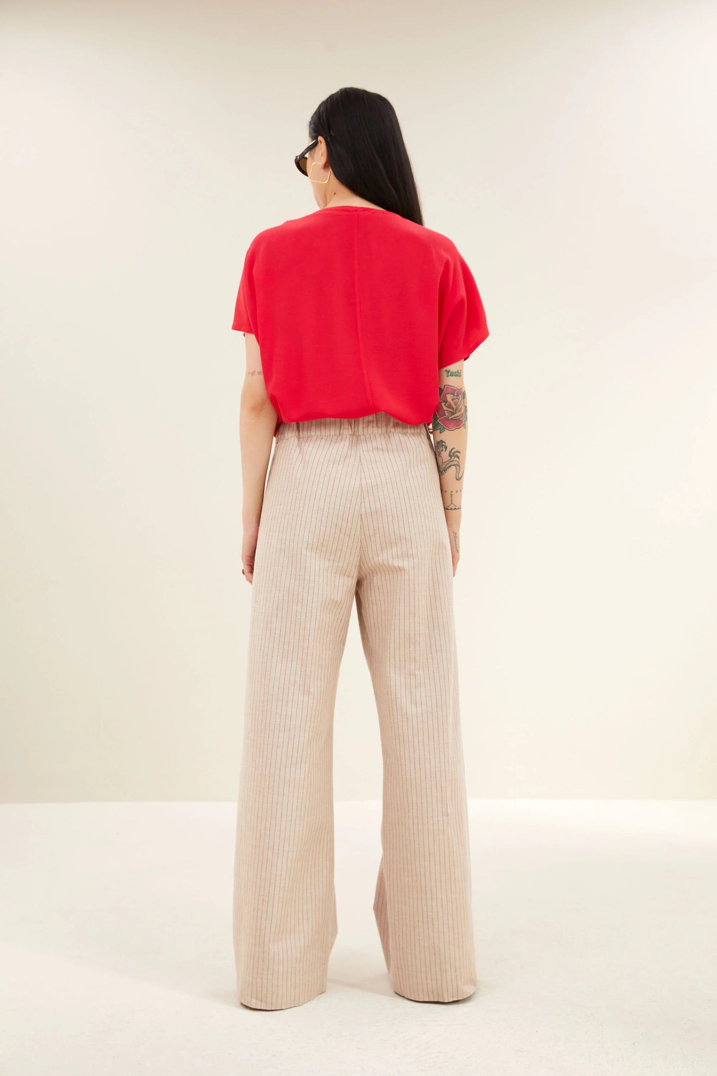 Pantalon BENJI poppy red stripe