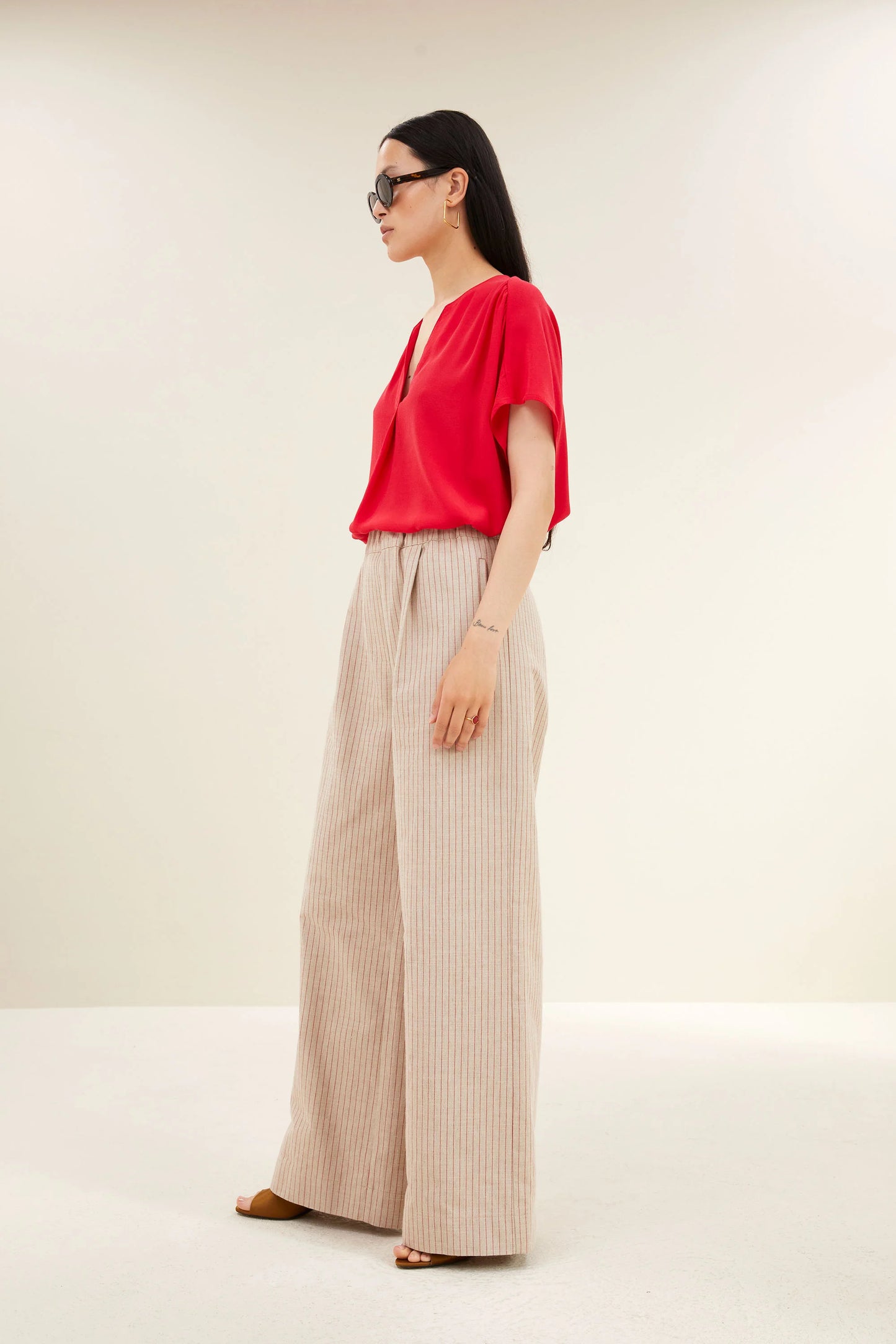 Pantalon BENJI poppy red stripe