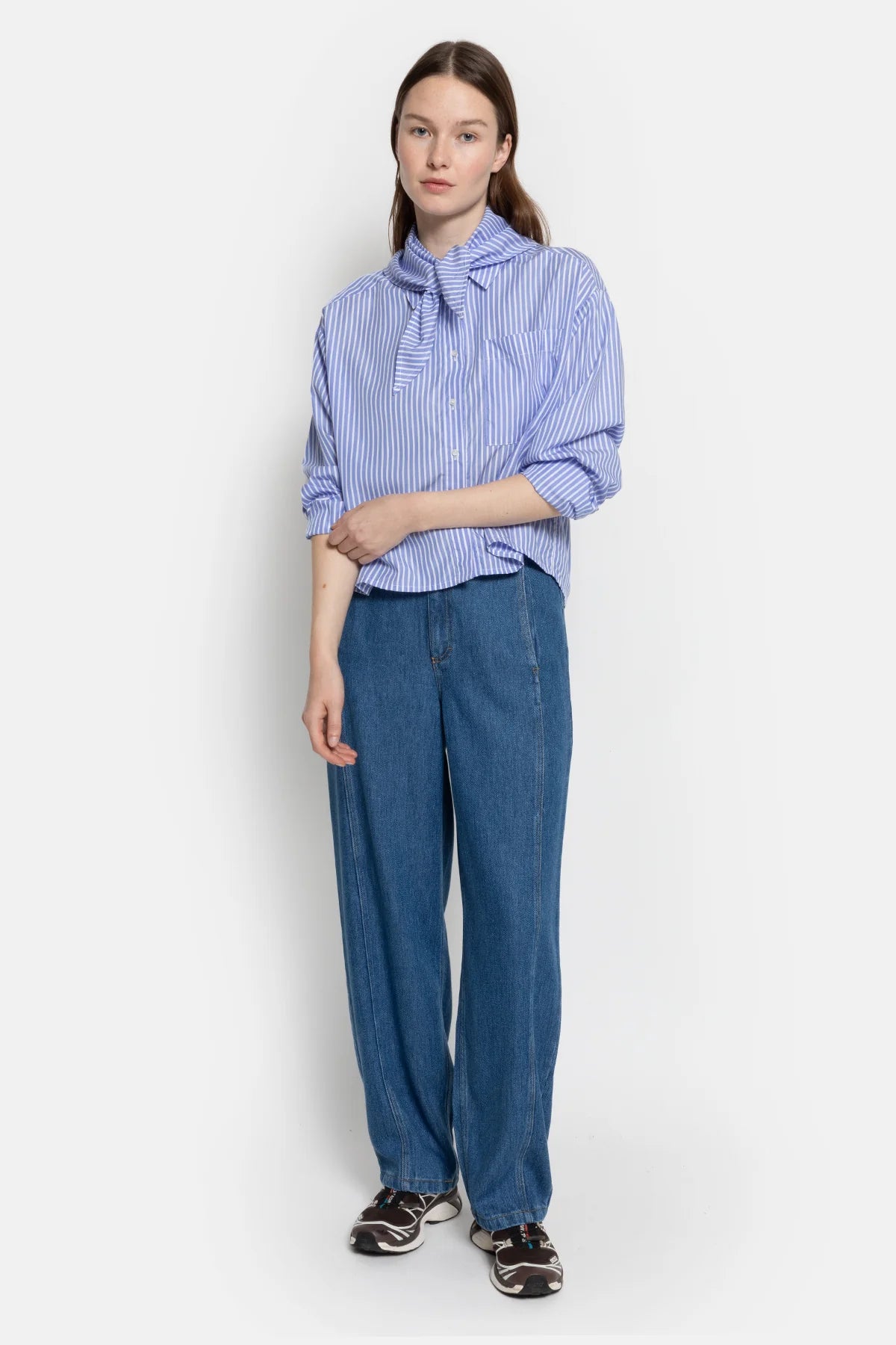 Chemise NOBODY rayée bleu/blanc