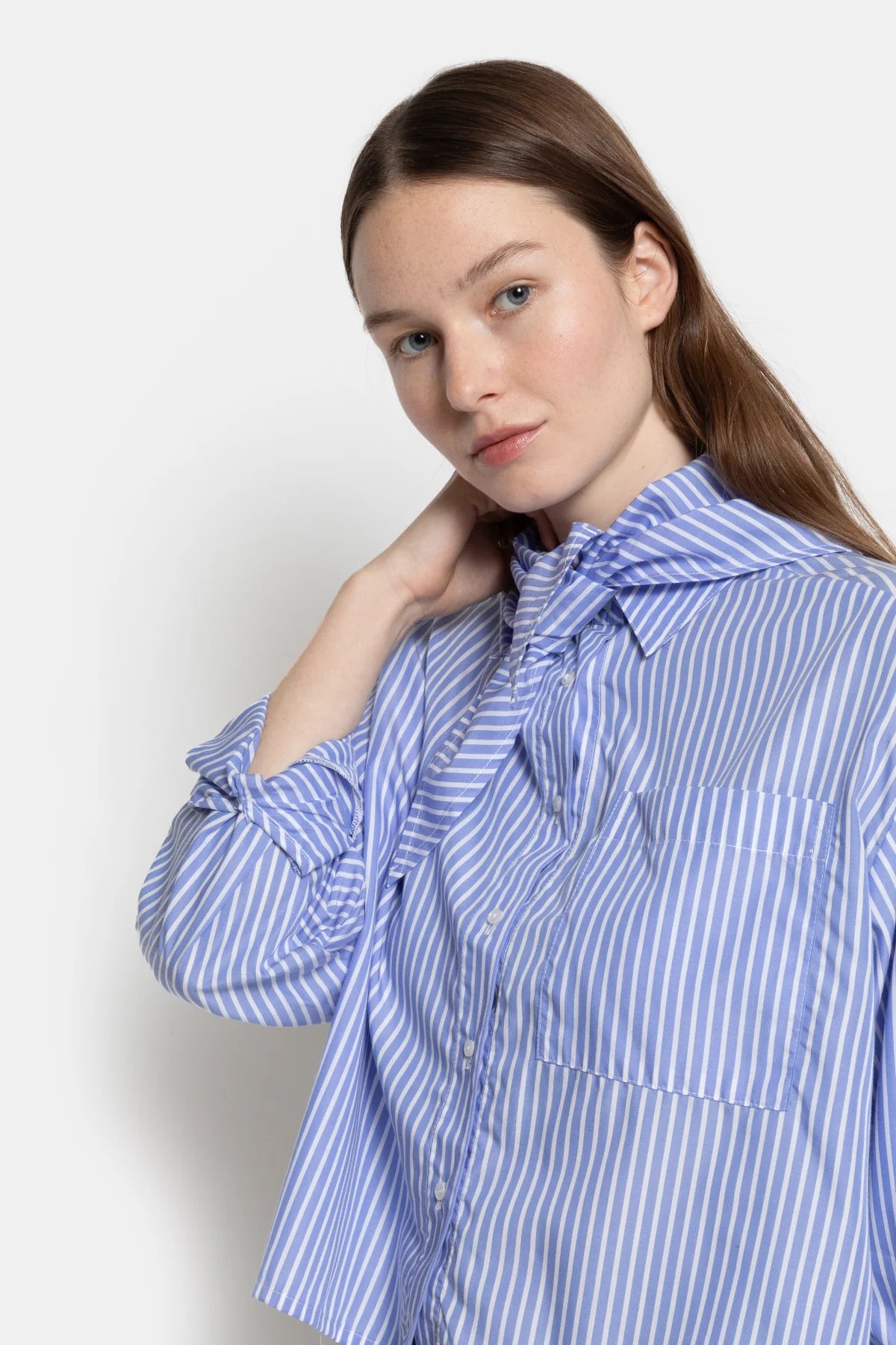 Chemise NOBODY rayée bleu/blanc