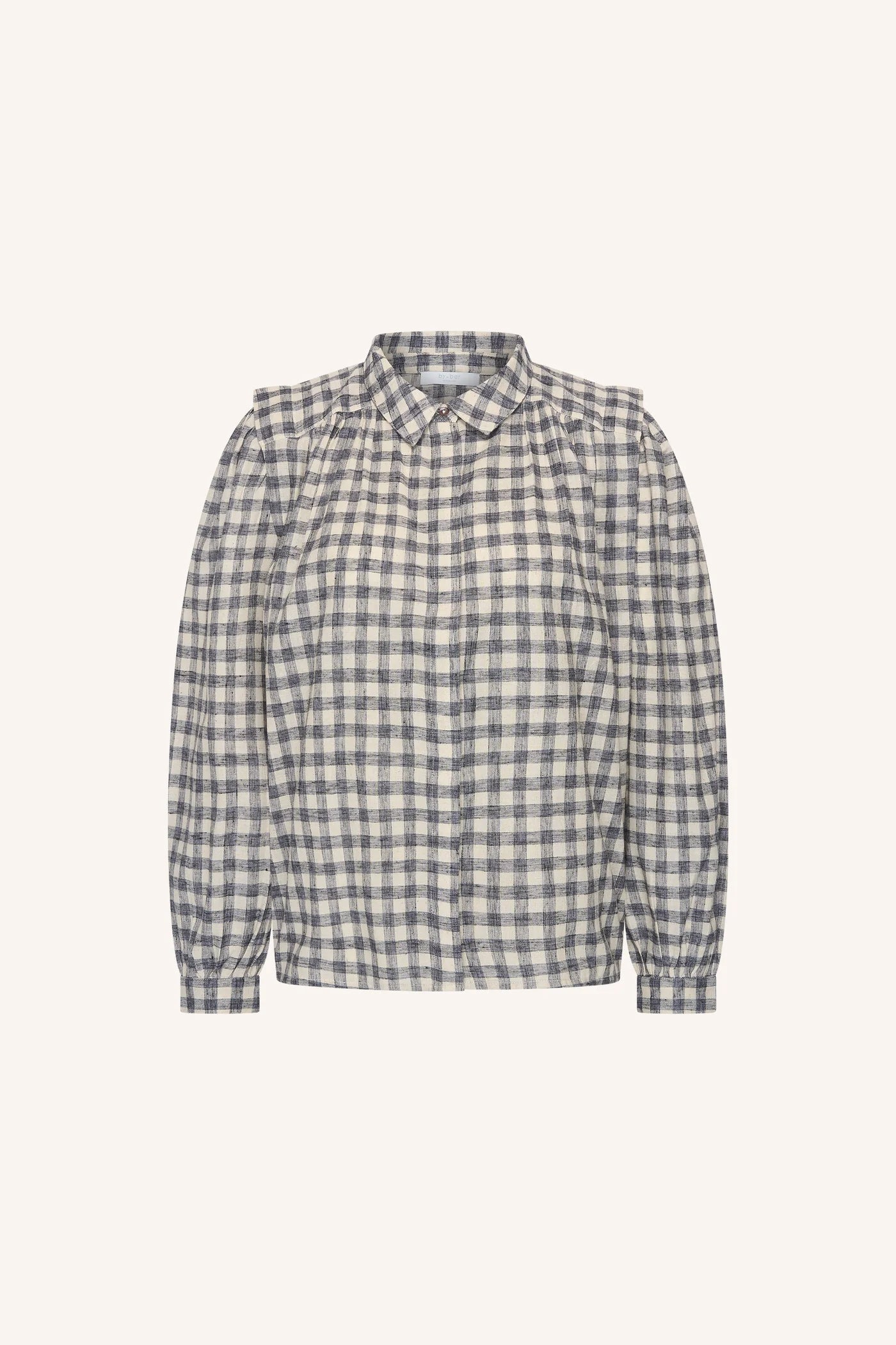 Blouse MAIA à carreaux gris et écru