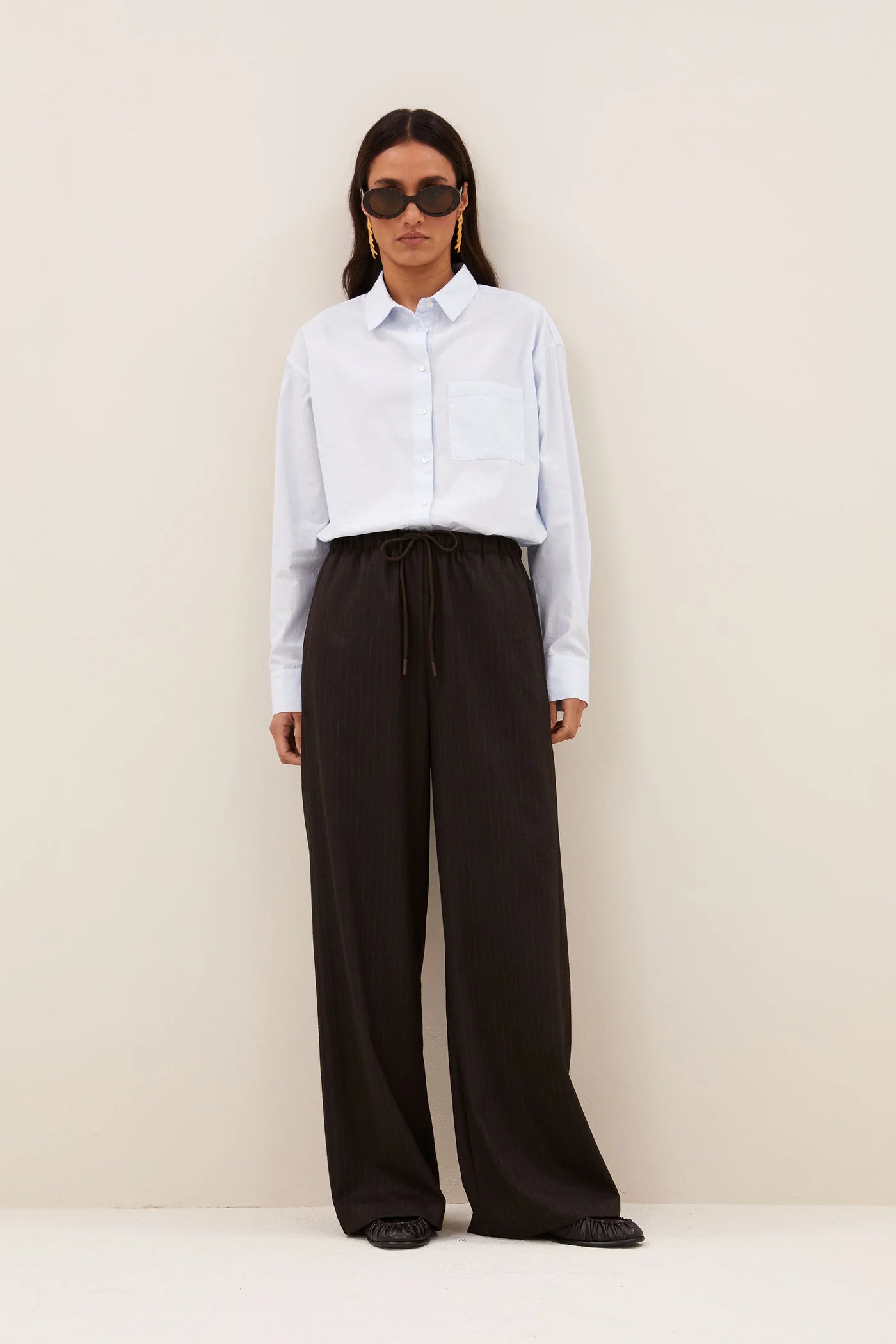 Pantalon PELLE Brown pinstripe