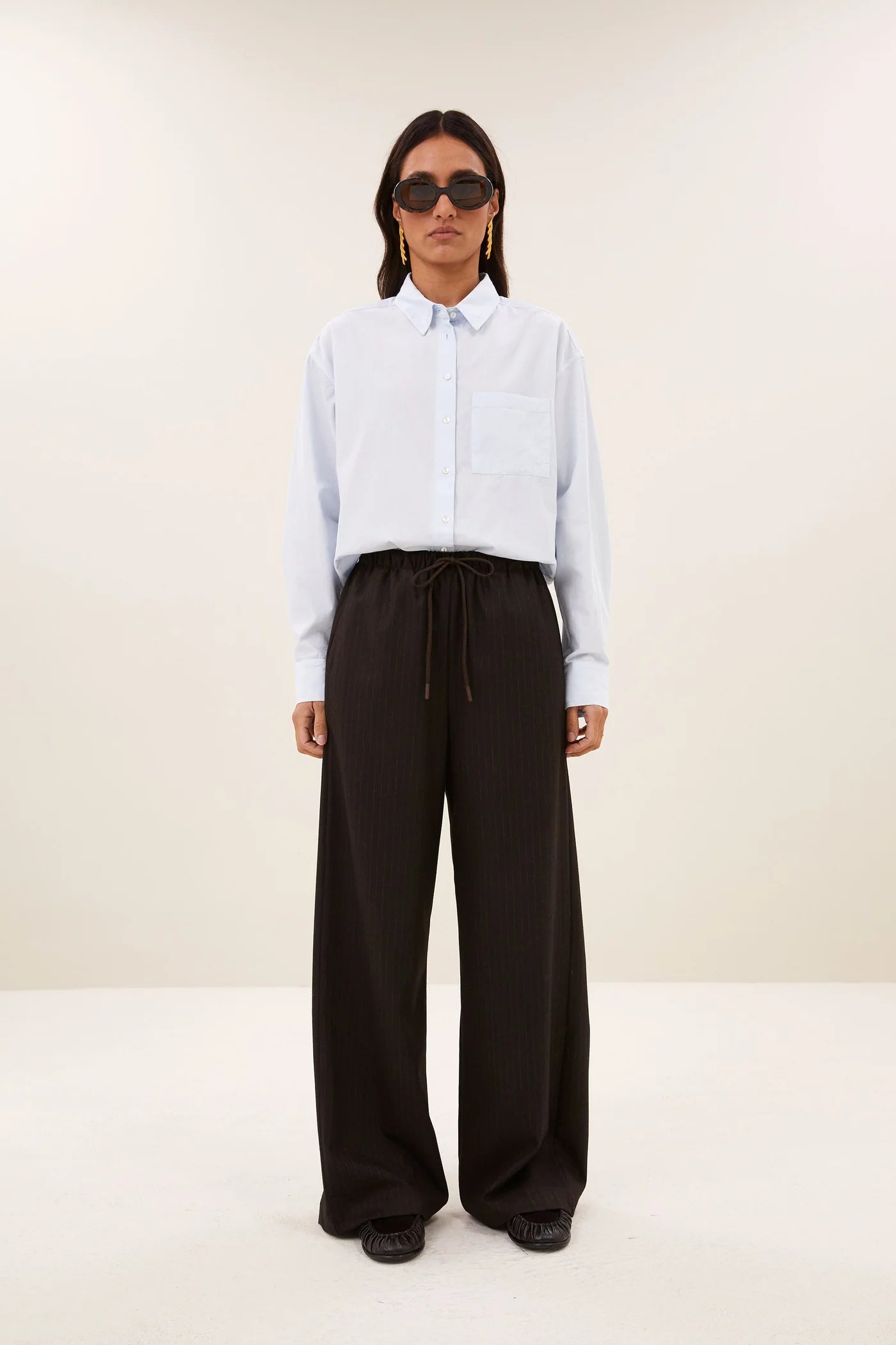 Pantalon PELLE Brown pinstripe