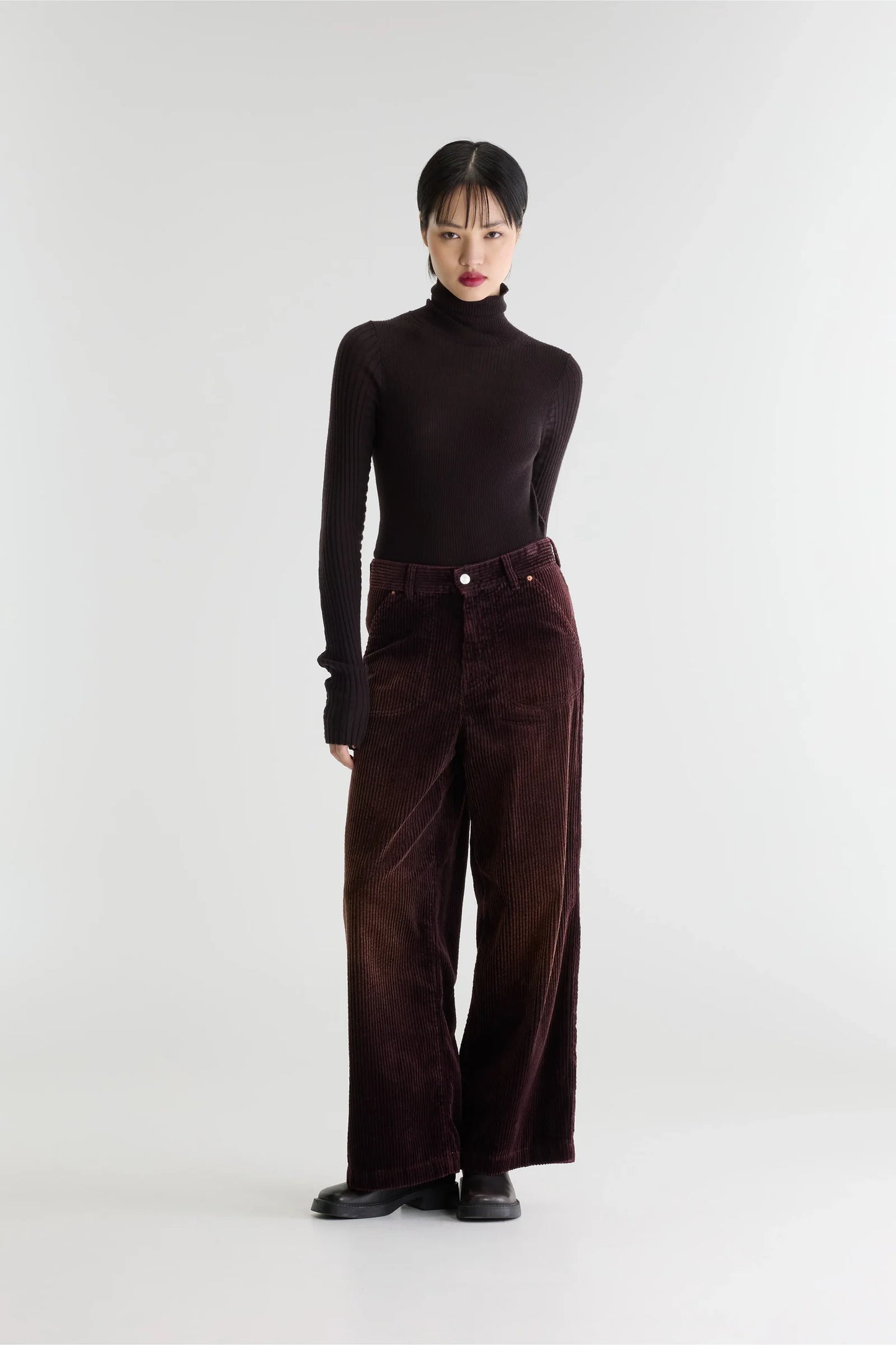 Jeans PETULA velours bordeaux