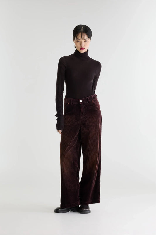 Jeans PETULA velours bordeaux