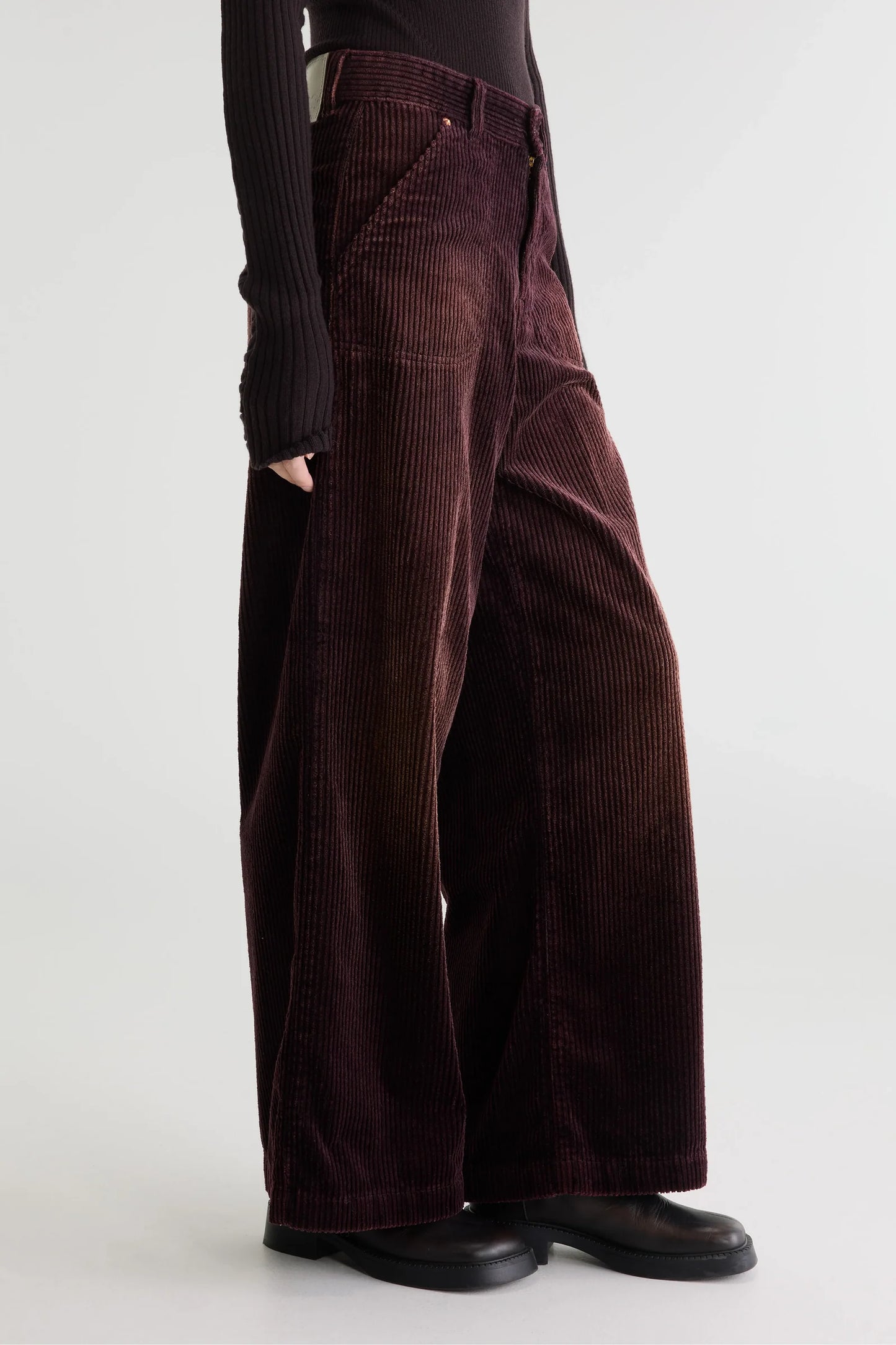 Jeans PETULA velours bordeaux