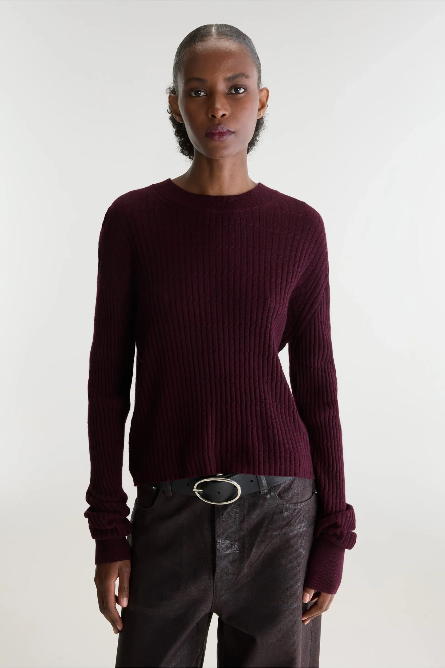 Pull fin ARYRIB bordeaux