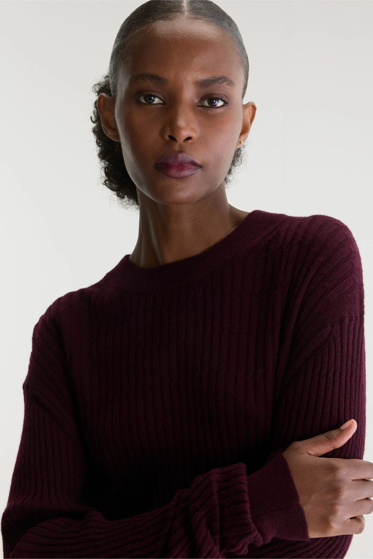 Pull fin ARYRIB bordeaux