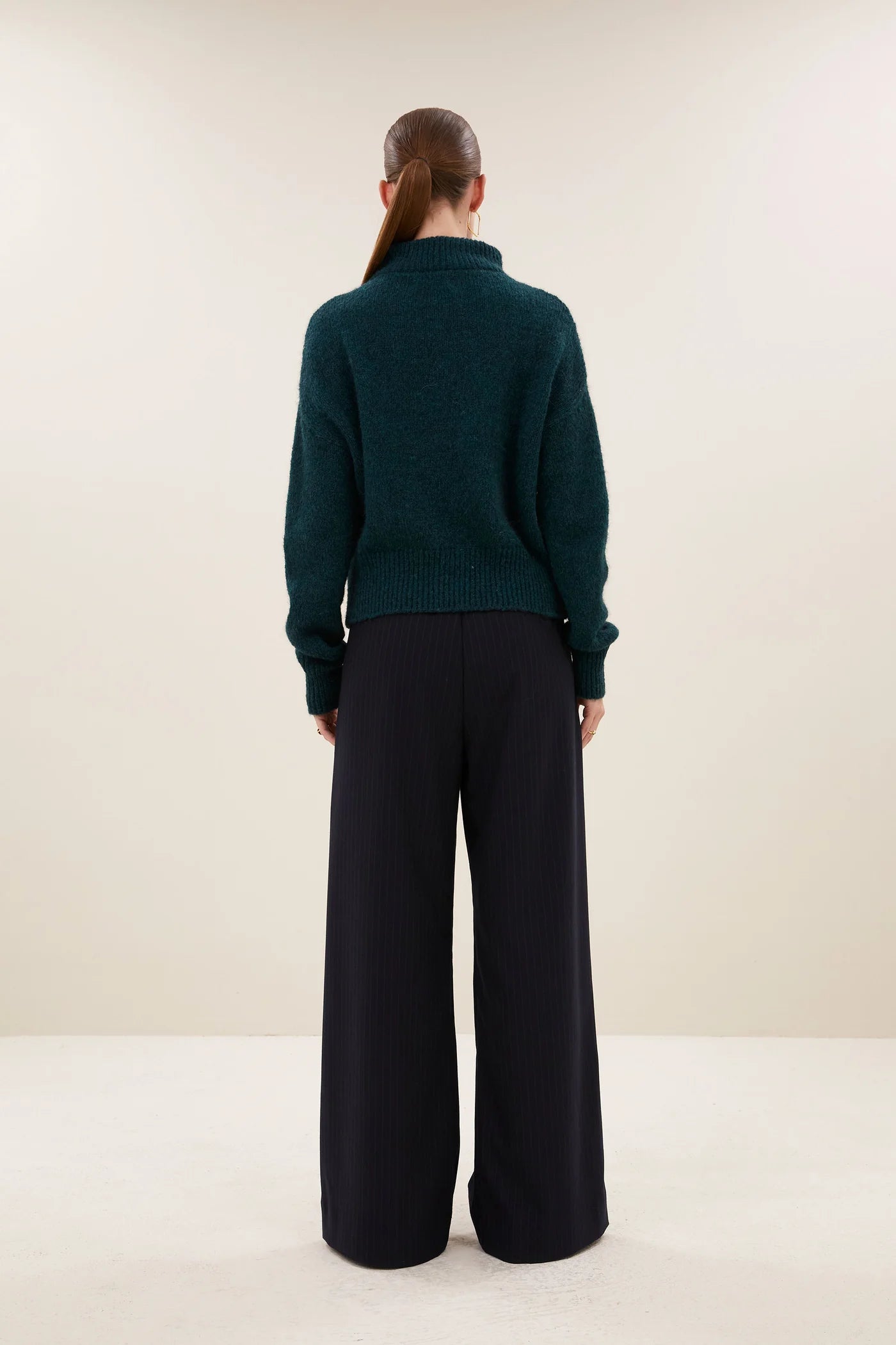 Pull BOXY vert - col montant