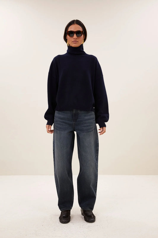 Pull col roulé SAMMIE bleu marine