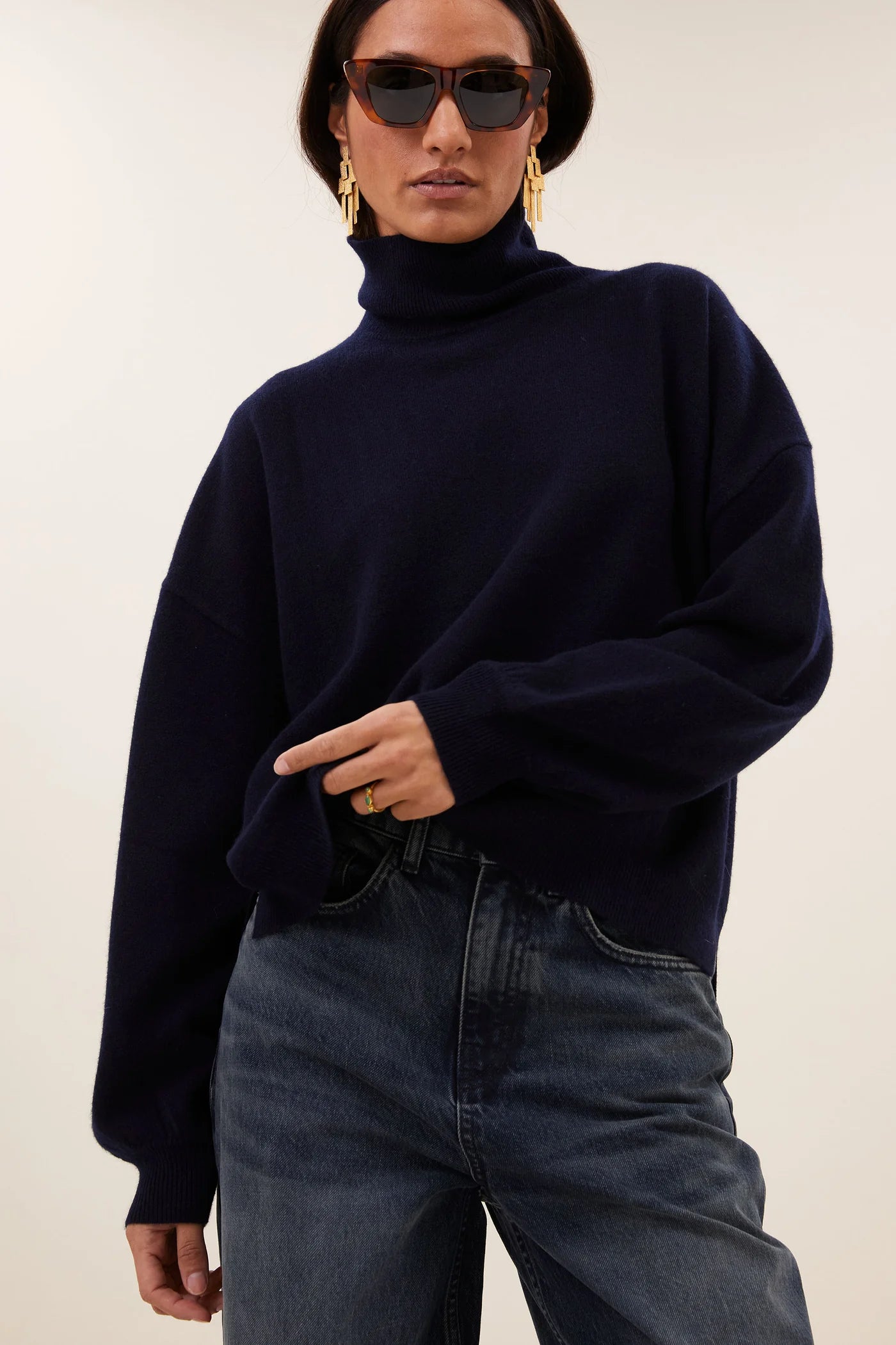 Pull col roulé SAMMIE bleu marine