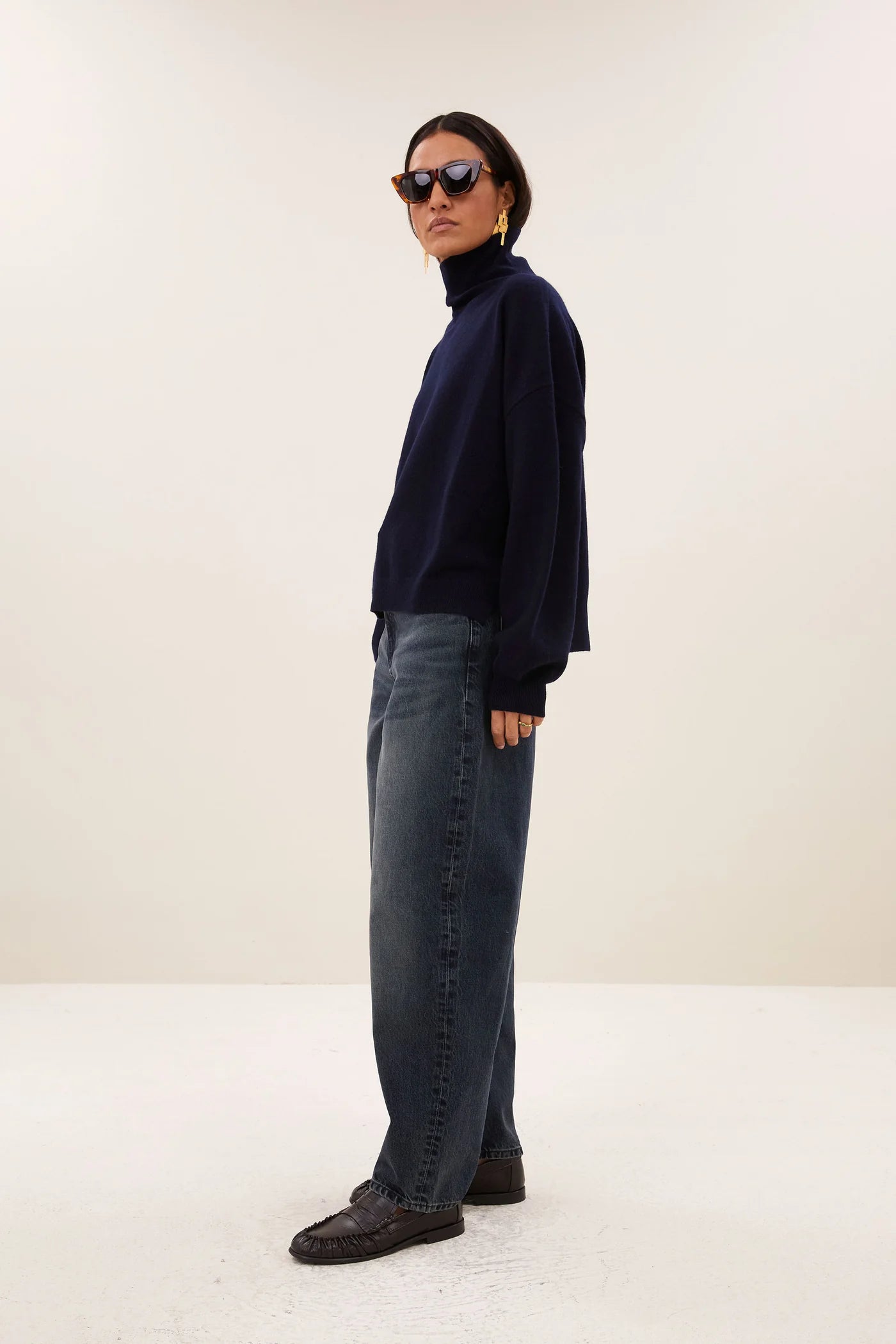 Pull col roulé SAMMIE bleu marine